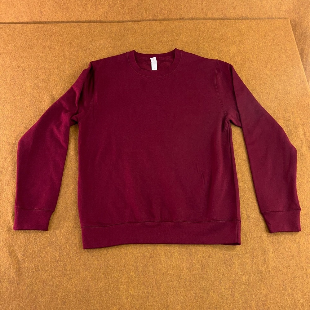 Just Hoods AWDis Adult Medium Burgundy Midweight College Crewneck Sweatshirt Mew